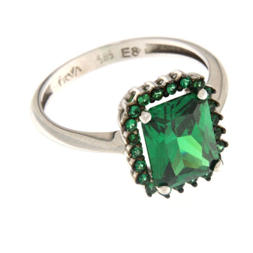 Δαχτυλίδι ροζέτα χρυσό με πράσινο ζιργκόν Κ14 – RNG1286