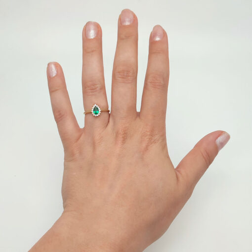 Δαχτυλίδι ροζέτα χρυσό με πράσινο ζιργκόν Κ14 – RNG1297
