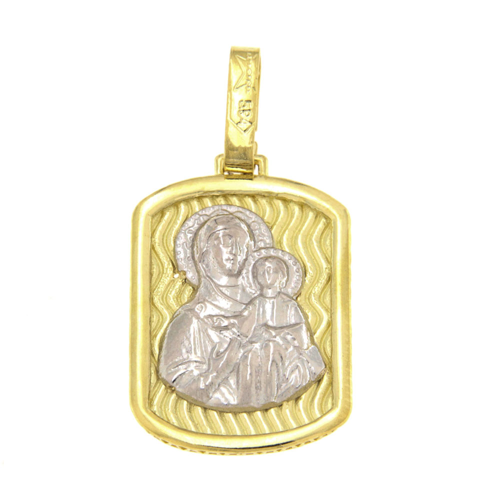Φυλαχτό με Παναγία και Χριστούλι δίχρωμο K14 – PAN055