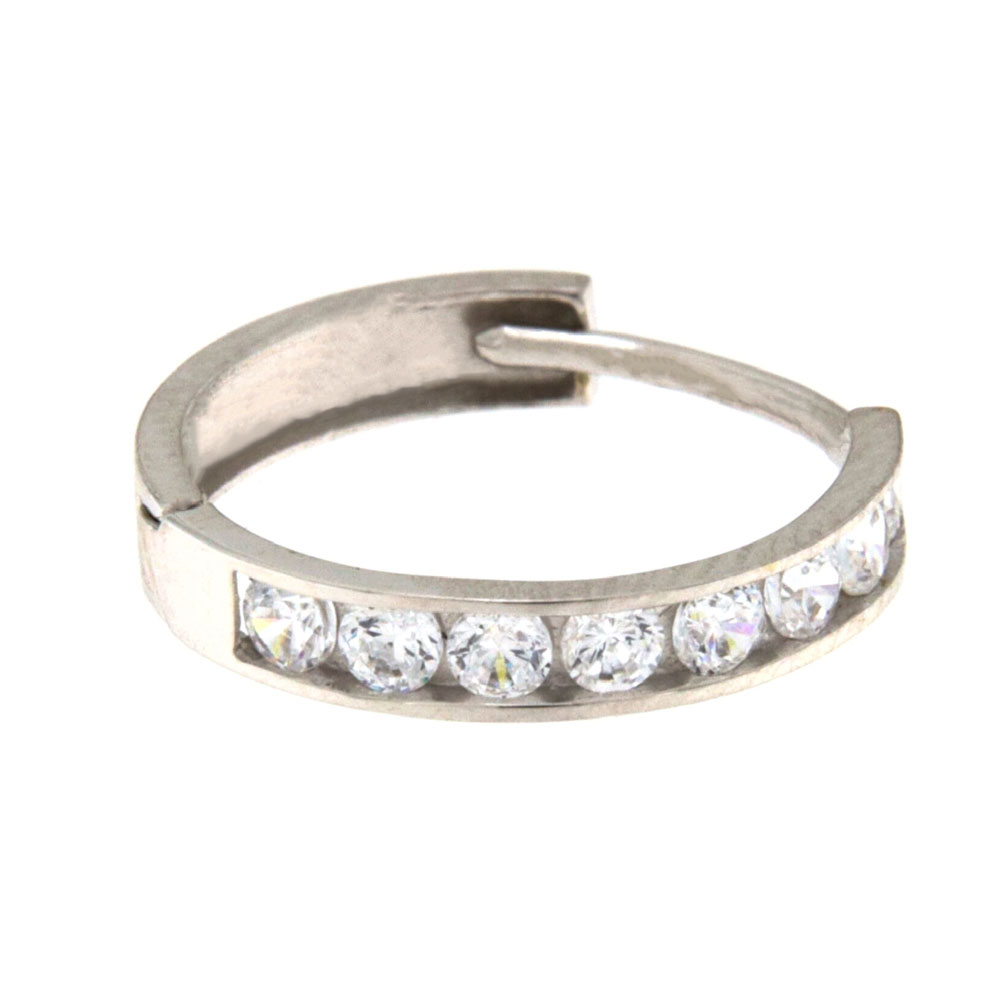 Σκουλαρίκια κρίκος λευκόχρυσα με ζιργκόν 14Κ – SK245