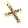 Βαπτιστικός σταυρός για κορίτσι δίχρωμος διπλής όψης με ζιργκόν Κ14 – STAVR342