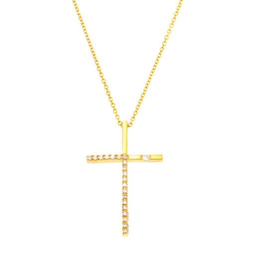 Γυναικείος σταυρός χρυσός με διαμάντια Κ18 – STAVR375
