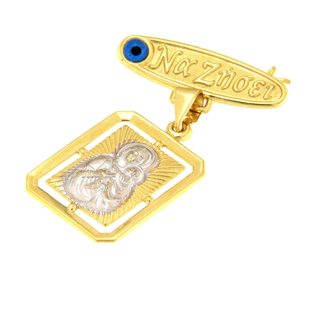 Παραμάνα με την Παναγία, τον Χριστούλη και ματάκι δίχρωμο Κ9 – PAR109