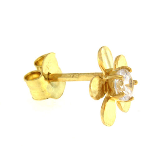 Σκουλαρίκια καρφωτά μαργαρίτα με λευκό ζιργκόν χρυσά 9Κ – SK303