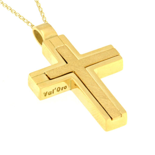 Val’oro βαπτιστικός σταυρός για αγόρι διπλής όψης χρυσός Κ14 – H0150K-Z