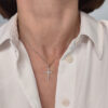 Γυναικείος σταυρός λευκόχρυσος με ζιργκόν Κ14 – STAVR385
