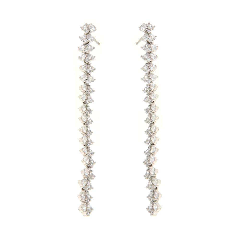 Ασημένια σκουλαρίκια σειρέ 925 κρεμαστά με ζιργκόν – ERS031