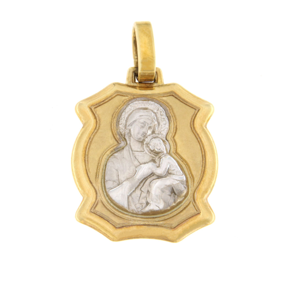 Φυλαχτό με Παναγία και Χριστούλι δίχρωμο K14 – PAN094