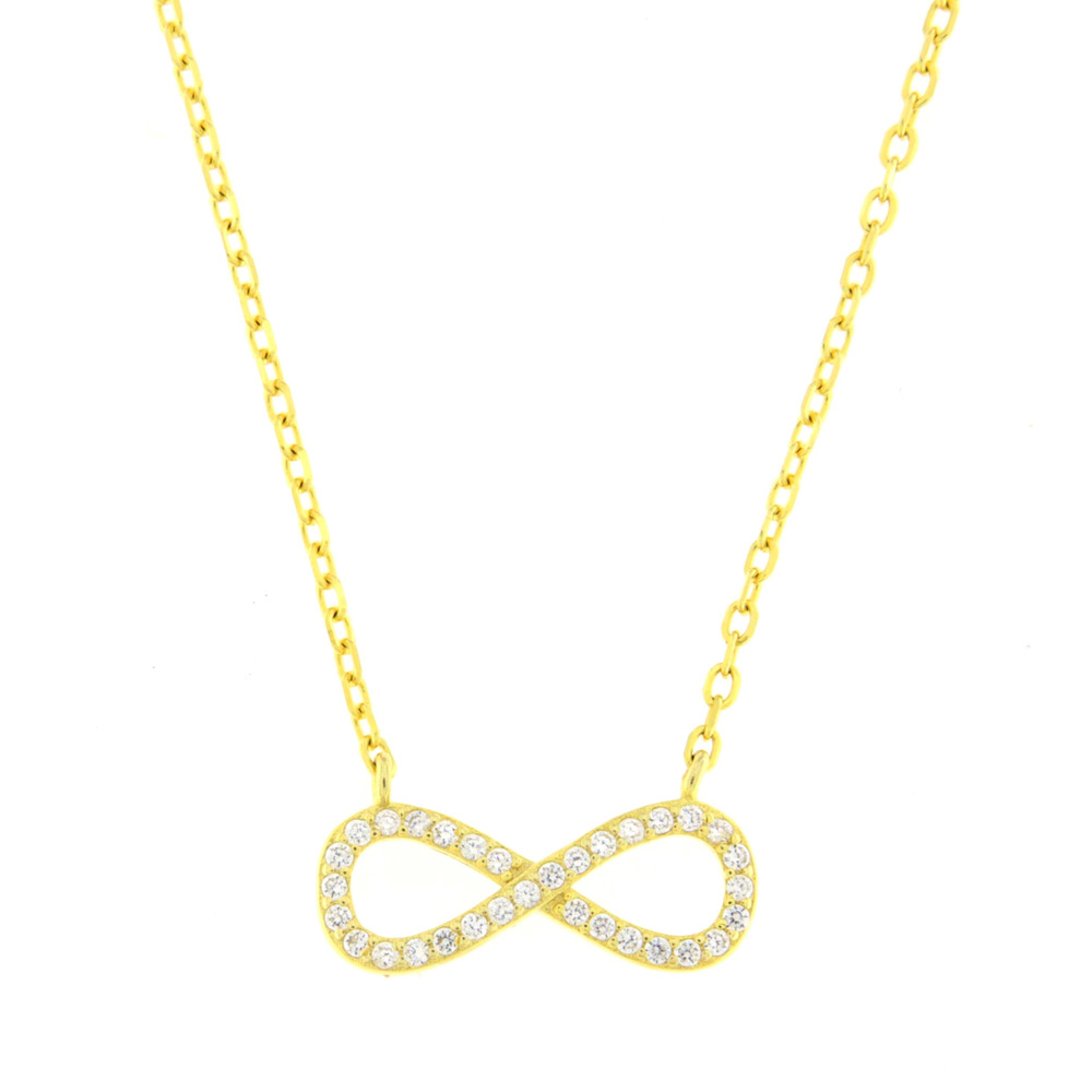 Κολιέ άπειρο ασημένιο επιχρυσωμένο με ζιργκόν 925 – MTS012