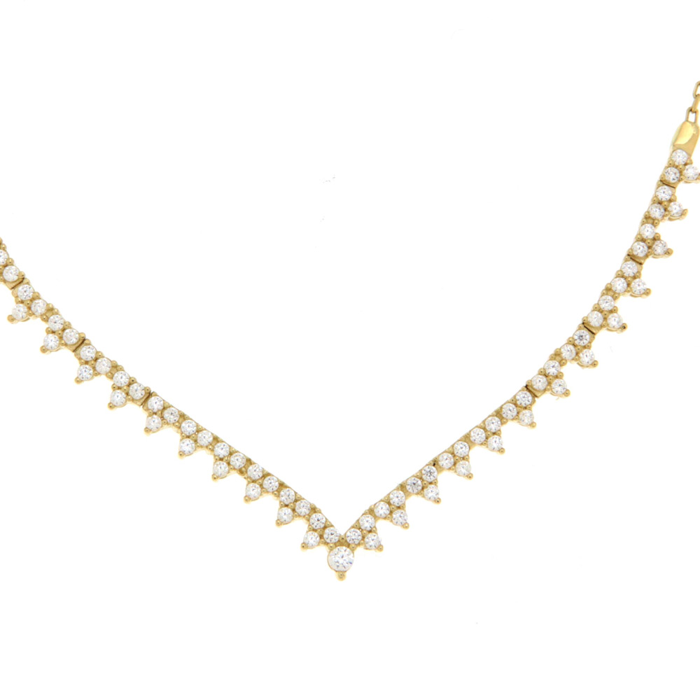 Κολιέ ριβιέρα με ζιργκόν χρυσό Κ14 – NCK129