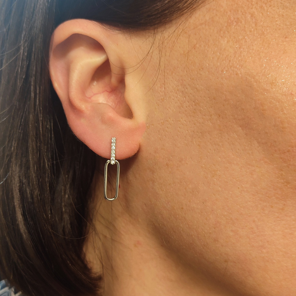 Silver Point ασημένια σκουλαρίκια 925 κρεμαστά με λευκά ζιργκόν – ER76565