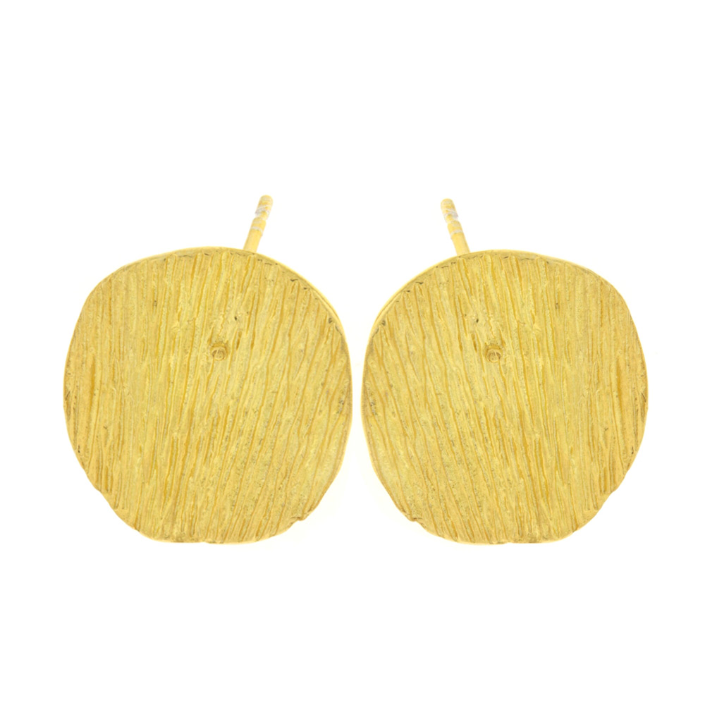 Ασημένια επιχρυσωμένα σκουλαρίκια σκαλιστά στρογγυλά 925 – SKS004