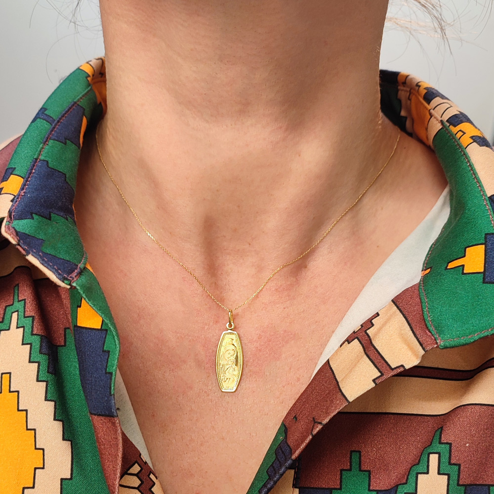 Φυλαχτό με την Παναγιά και τον Χριστούλι χρυσό K14 – PAN089