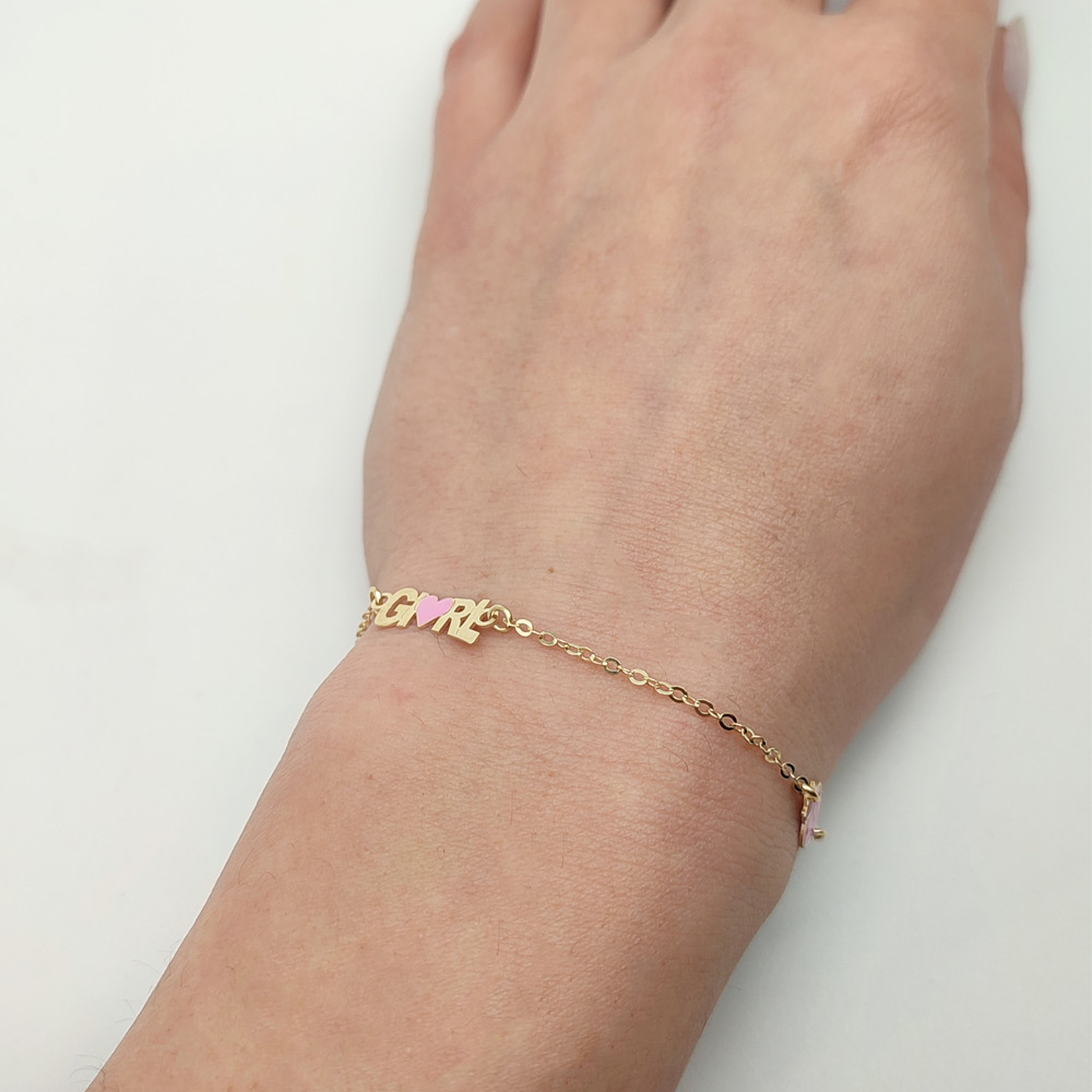 Βραχιόλι παιδικό για κορίτσι Girl με πασχαλίτσα χρυσό Κ14 – BRAX274