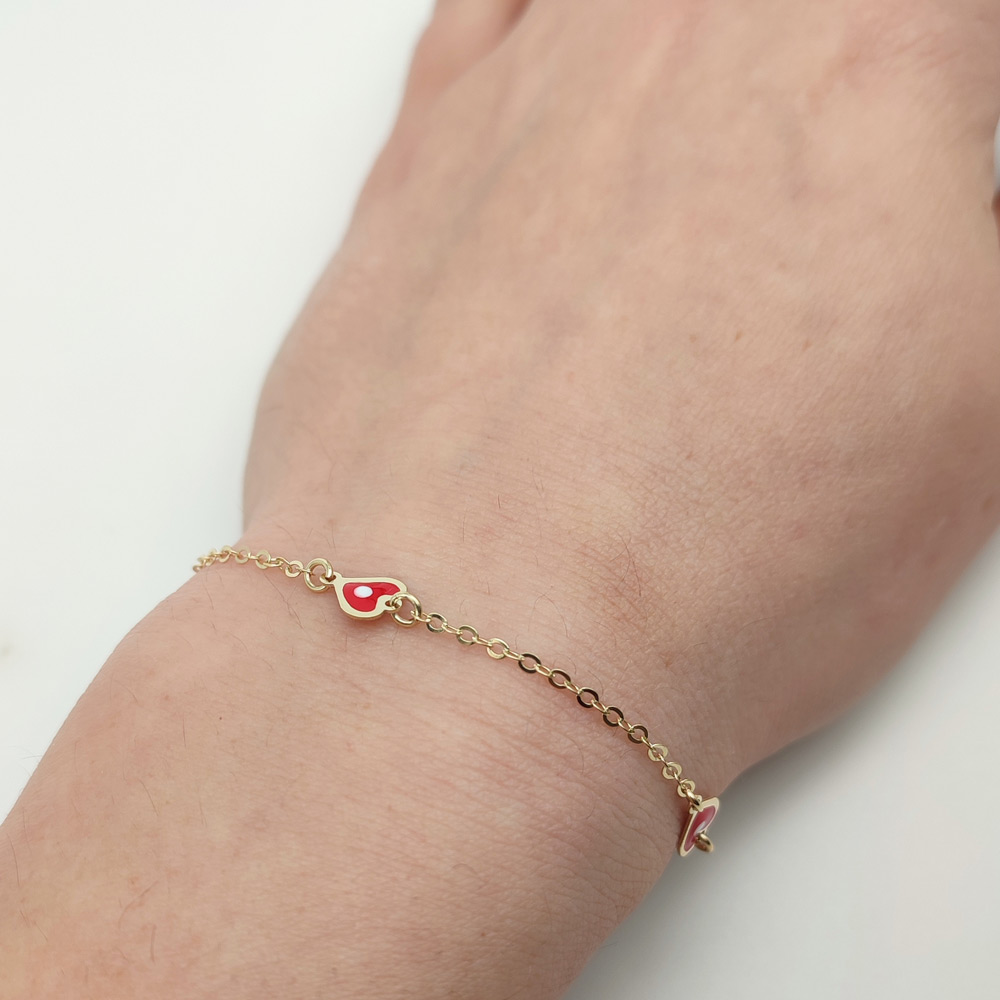 Βραχιόλι παιδικό για κορίτσι με καρδούλες χρυσό Κ9 – BRAX305