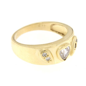Δαχτυλίδι vintage ανάγλυφο με λευκά ζιργκόν χρυσό Κ14 – RNG1435