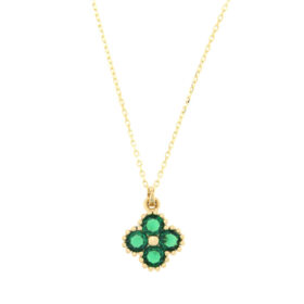 Γυναικείος σταυρός χρυσός με πράσινα ζιργκόν Κ14 – MT258