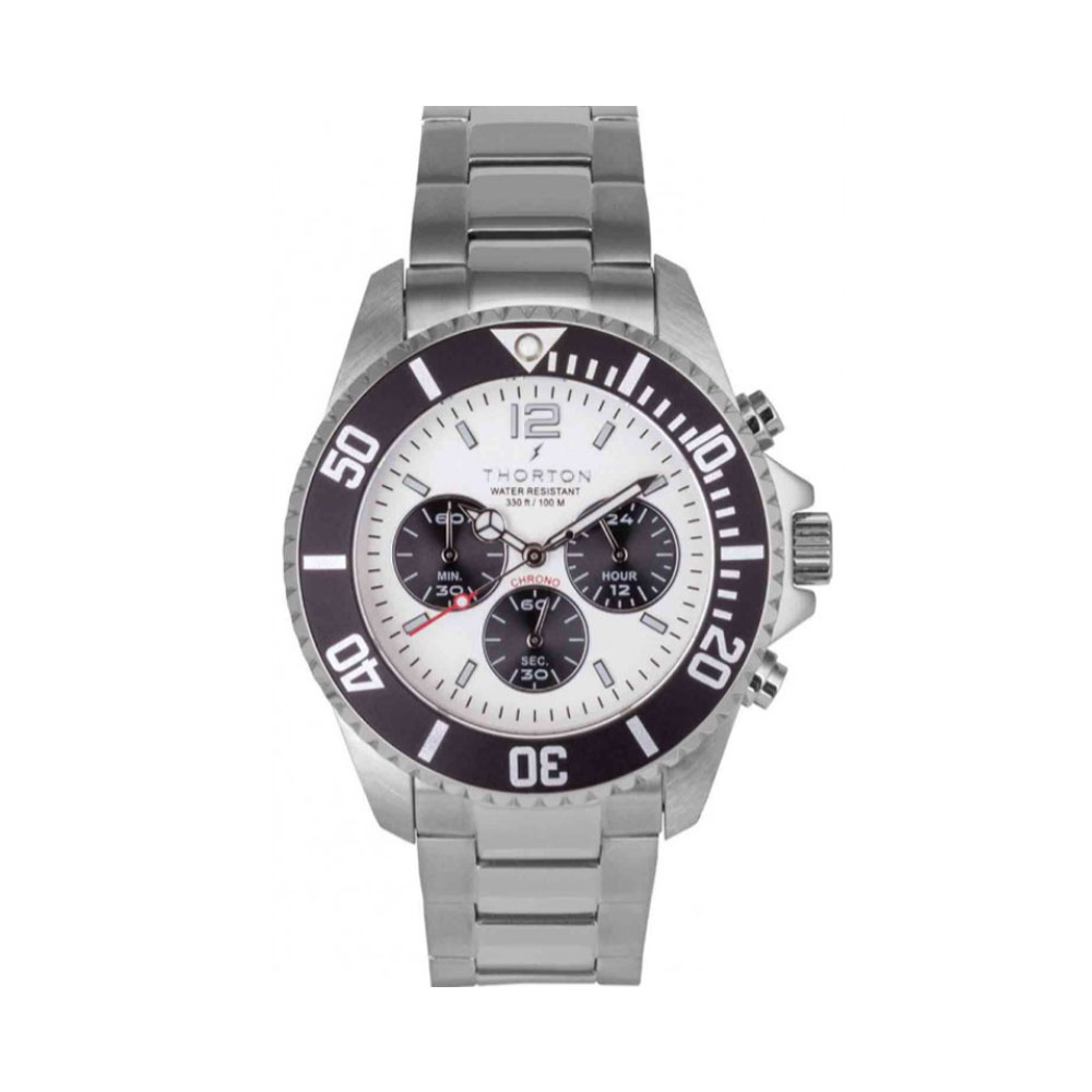 THORTON ρολόι Loki Silver Stainless Steel Chronograph - 9301334Μ