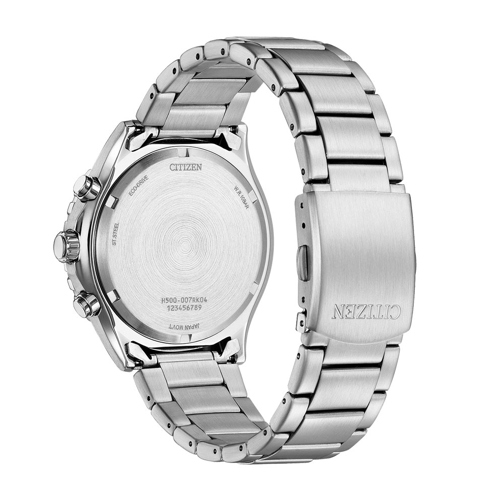 Citizen ρολόι Chronograph Eco-Drive Stainless Silver Steel Bracelet - AT2568-82E