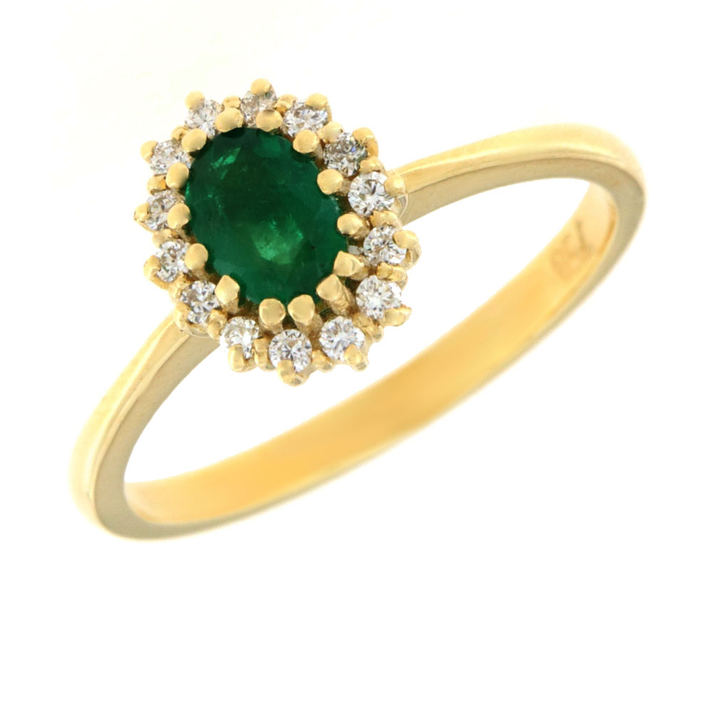 Δαχτυλίδι ροζέτα με διαμάντι Emerald χρυσό Κ18 – RNB1149