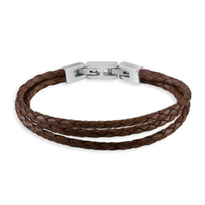 GUESS STEEL ALAMEDA JUMB02147JWSTTMT/U Καφέ Τριπλό Δερμάτινο Βραχιόλι