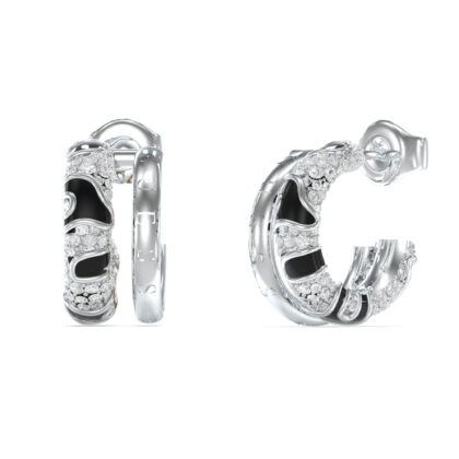 GUESS STEEL FABULOUS ME JUBE05193JWRHBKT/U Κρίκοι Δίχρωμοι Με Πέτρες Και Λογότυπο