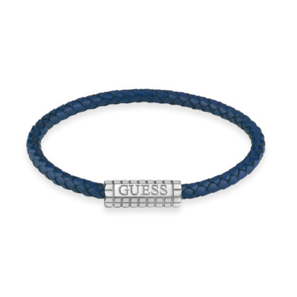 GUESS STEEL MARE MAGNUM JUMB05035JWSTJBL Βραχιόλι Μπλε Δερμάτινο Με Λογότυπο