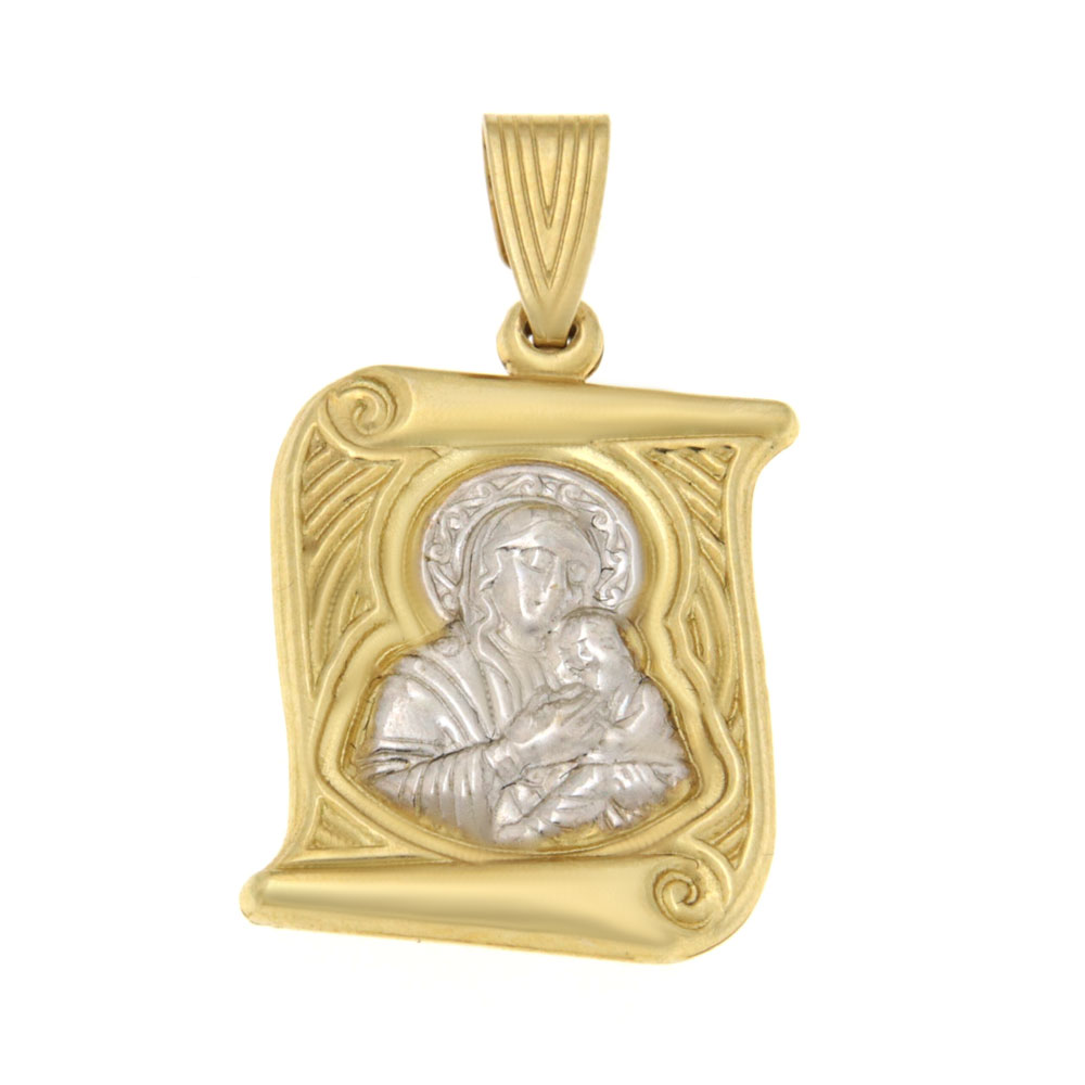 Φυλαχτό με Παναγία και Χριστούλι διπλής όψης δίχρωμο Κ9 – PAN157