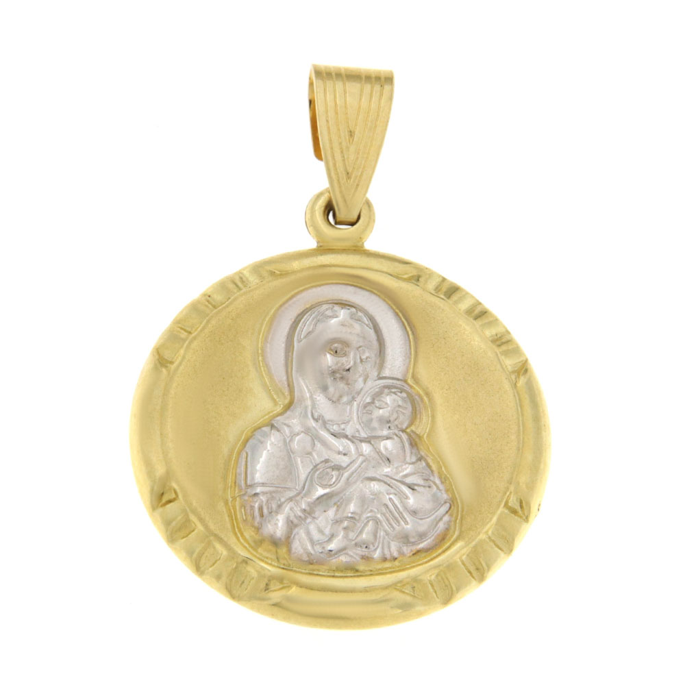Φυλαχτό με Παναγία και Χριστούλι διπλής όψης δίχρωμο Κ9 – PAN158