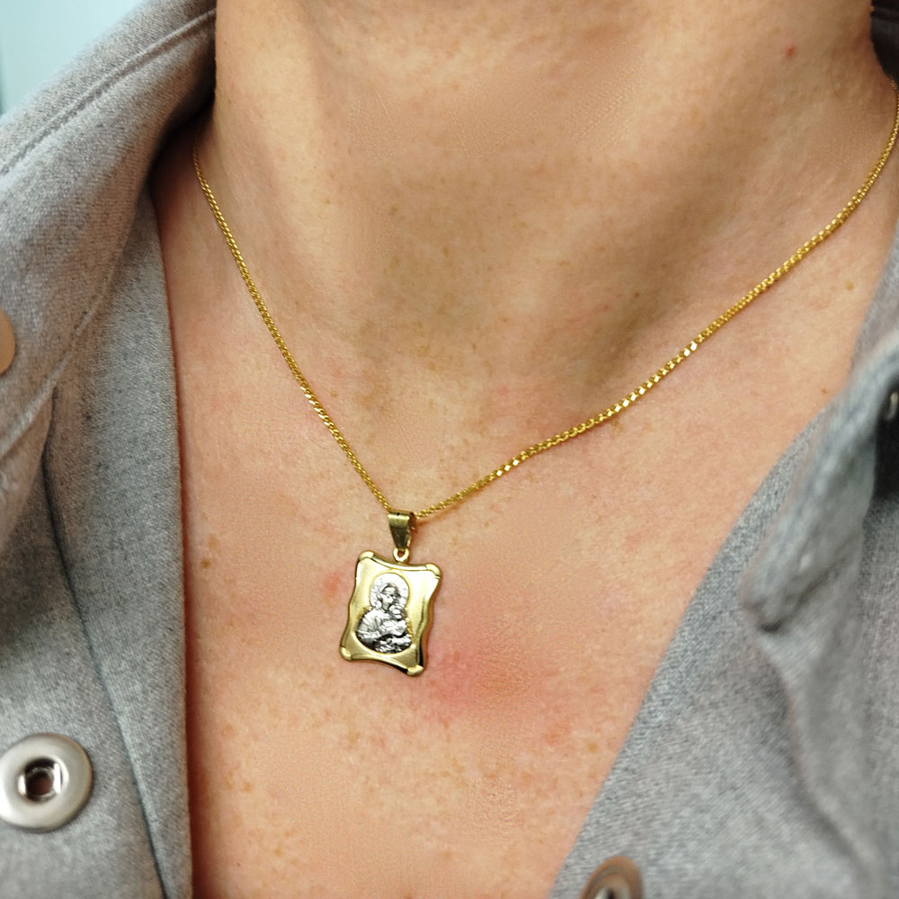 Φυλαχτό με Παναγία και Χριστούλι δίχρωμο K9 – PAN161