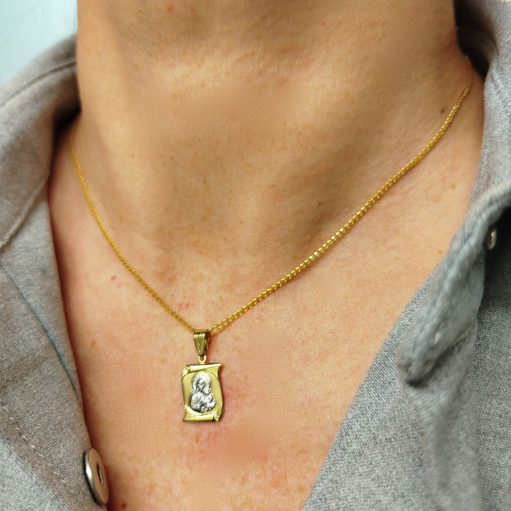 Φυλαχτό με Παναγία και Χριστούλι δίχρωμο K9 – PAN163