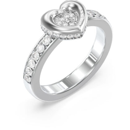 GUESS STEEL L.O.V.E. JUBR05464JWRH-No.56 Δαχτυλίδι Ασημένιο Με Καρδιά Με Πέτρες