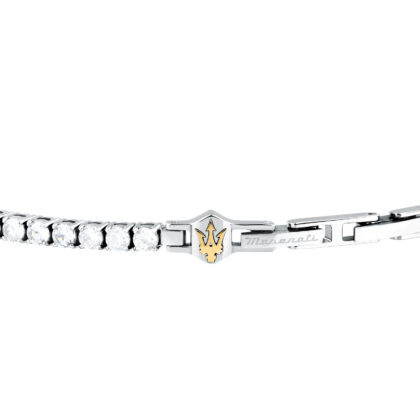 Alternative view of MASERATI TENNIS JM425AVC12 Βραχιόλι Ασημένιο Με Πέτρες Και Χρυσή Τρίαινα