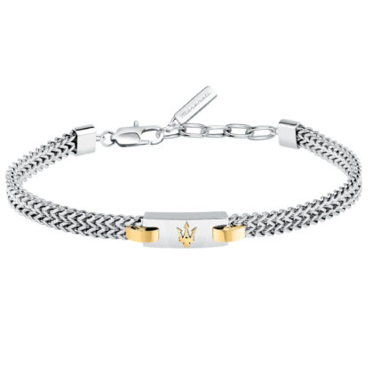 MASERATI ICONIC JM425AVD103 Βραχιόλι Ασημένιο Με Χρυσή Τρίαινα