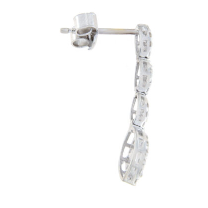 Σκουλαρίκια κρεμαστά σειρέ με ροζέτα λευκόχρυσα 14Κ – SK917