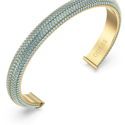 GUESS STEEL ESSENZA JUBB06019JWYGLBL Χειροπέδα Χρυσή Με Γαλάζιες Πέτρες