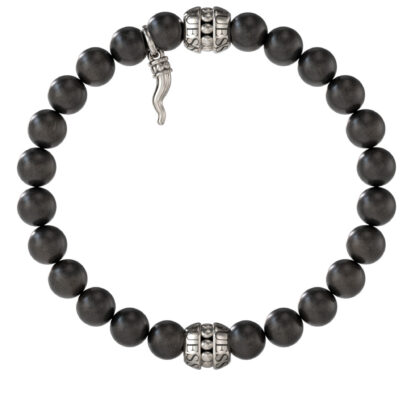 GUESS STEEL URBAN CODE JUMB06022JWSTBKT/U Βραχιόλι Με Μαύρες Χάντρες Και Τυχερό Τσάρμ