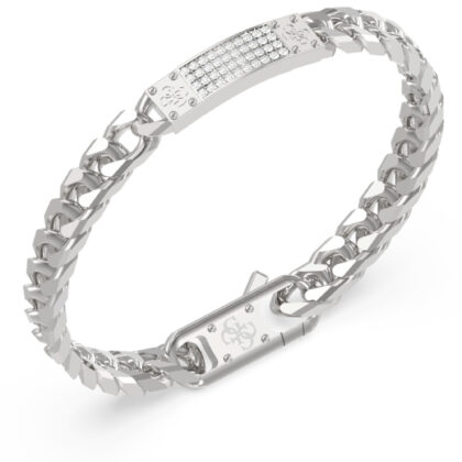 GUESS STEEL 4G FRONTIERS JUMB06031JWSTL Βραχιόλι Ασημένιο Με Πέτρες Και Λογότυπο
