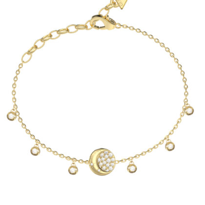 GUESS STEEL AURORA JUBB06239JWYGL Βραχιόλι Χρυσό Με Κρεμαστά Με Σχέδιο Με Πέτρες