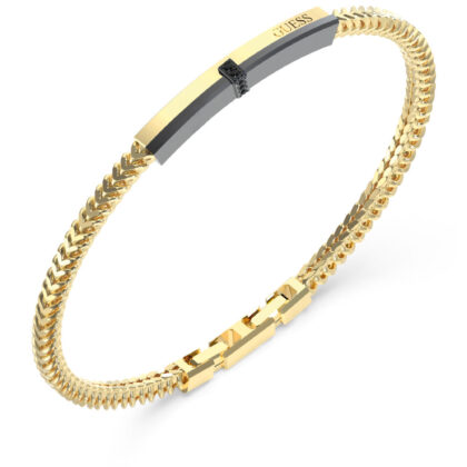 GUESS STEEL GUESS NOIR JUMB05105JWYGL Βραχιόλι Χρυσό Με Λογότυπο