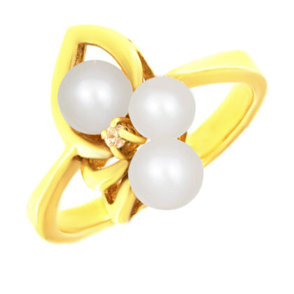 Δαχτυλίδι vintage λουλούδι με μαργαριτάρια και ζιργκόν χρυσό Κ14 – RNG1756
