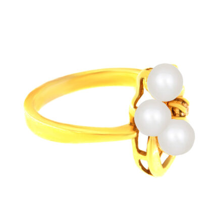 Δαχτυλίδι vintage λουλούδι με μαργαριτάρια και ζιργκόν χρυσό Κ14 – RNG1756