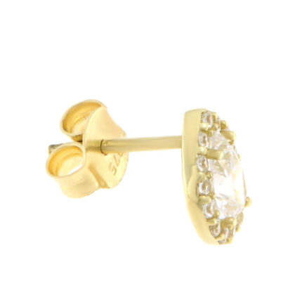 Σκουλαρίκια καρφωτά ροζέτα με λευκά ζιργκόν χρυσά 9Κ – SK1012