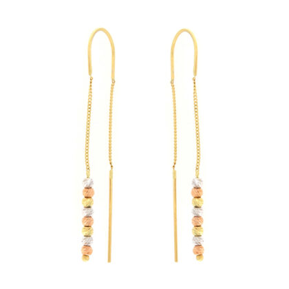 Σκουλαρίκια κρεμαστά με μπίλιες σε χρυσό, ροζ χρυσό και λευκόχρυσο από χρυσό 14Κ – SK1014