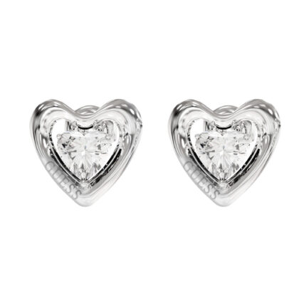 GUESS STEEL BELOVED JUBE06097JWRHT/U Σκουλαρίκια Ασημένιες Καρδιές Με Πέτρα Και Λογότυπο