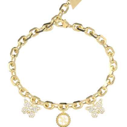 GUESS STEEL BORBOLETA JUBB06130JWYGL Βραχιόλι Χρυσό Με Πεταλούδες Και Λογότυπο