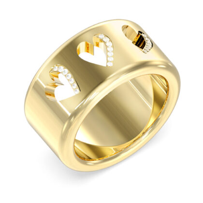 GUESS STEEL BY YOUR SIDE JUBR06086JWYG-No.56 Δαχτυλίδι Χρυσό Με Καρδιές