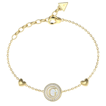 GUESS STEEL G TALISMAN JUBB06202JWYGL Βραχιόλι Χρυσό Με Καρδιές Και Λογότυπο Με Πέτρες
