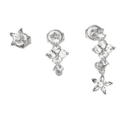 GUESS STEEL SECRET GARDEN JUBE06035JWRHT/U Σκουλαρίκια Ασημένια Με Πέτρες Σε Κουτάκι