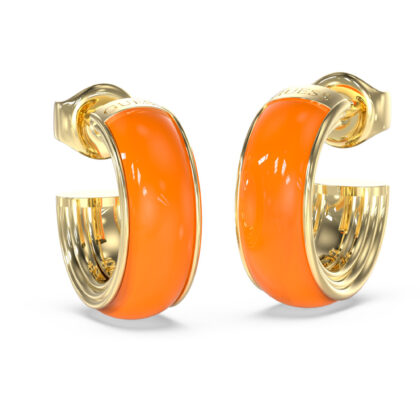 GUESS STEEL VIVA SOLEIL JUBE06155JWYGOGT/U Σκουλαρίκια Χρυσά Με Πορτοκαλί Σμάλτο